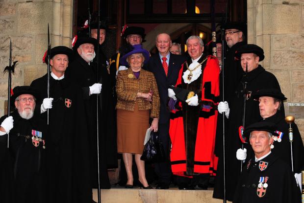 The Northern Echo: Sir Bobby Robson accompanied by his wife Elsie Robson, at Durham Town Hall, after he became an Honorary Freeman of the City of Durham, on December 8, 2008
